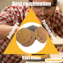 Load image into Gallery viewer, 6 inch 6 hole Velcro Sanding Discs Paper Gold Line 50pcs Pack Grit60-400