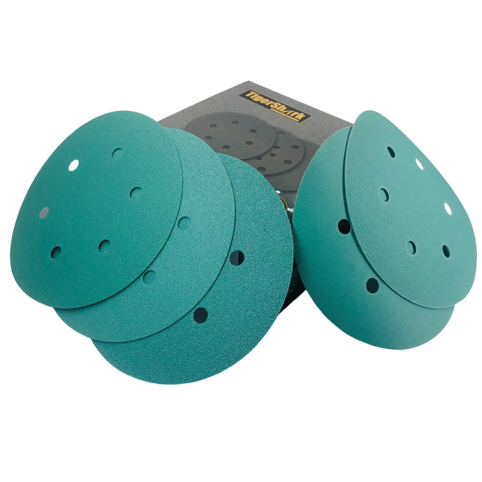 6 inch 6 hole Velcro Sanding Discs Film Green Line 50pcs Pack Grit 60-3000
