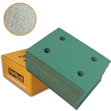 Load image into Gallery viewer, 3&quot; x 4&quot;  4 hole Velcro Sanding Sheets Film Green Line
