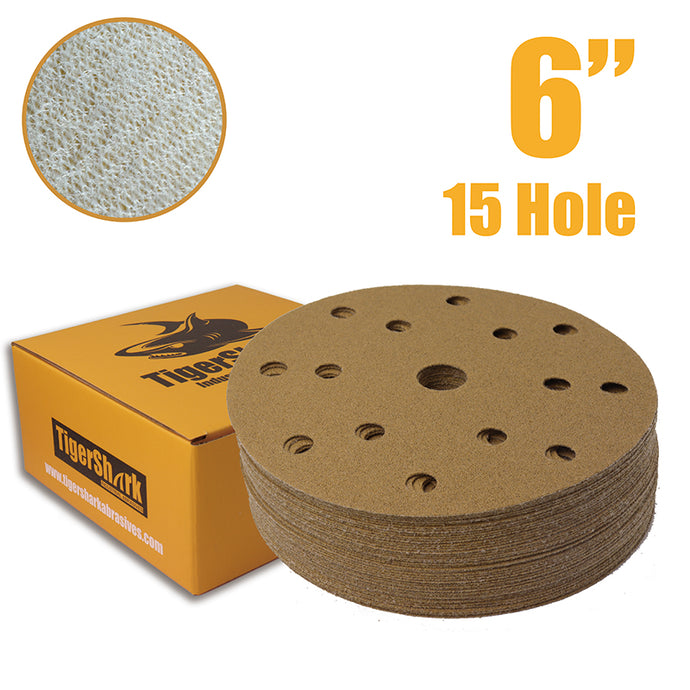6 inch 15 hole velcro sanding discs Paper Gold Line 50pcs Pack