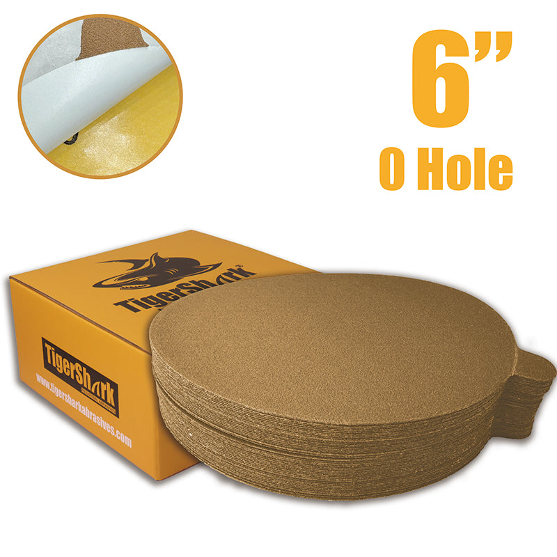 6 inch 0 hole PSA sanding discs Paper Gold Line 50pcs Pack Grit 80