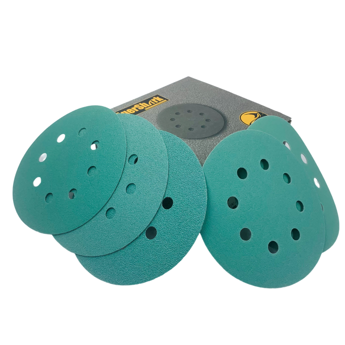 5 inch 8 hole Velcro Sanding Discs Film Green Line 50pcs Pack Grit60-3000