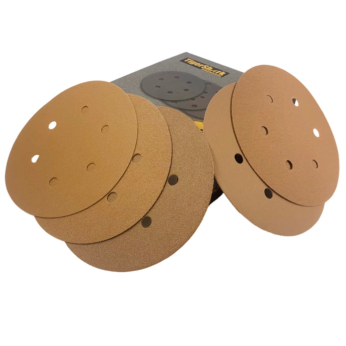 6 inch 6 hole Velcro Sanding Discs Paper Gold Line 50pcs Pack Grit60-400